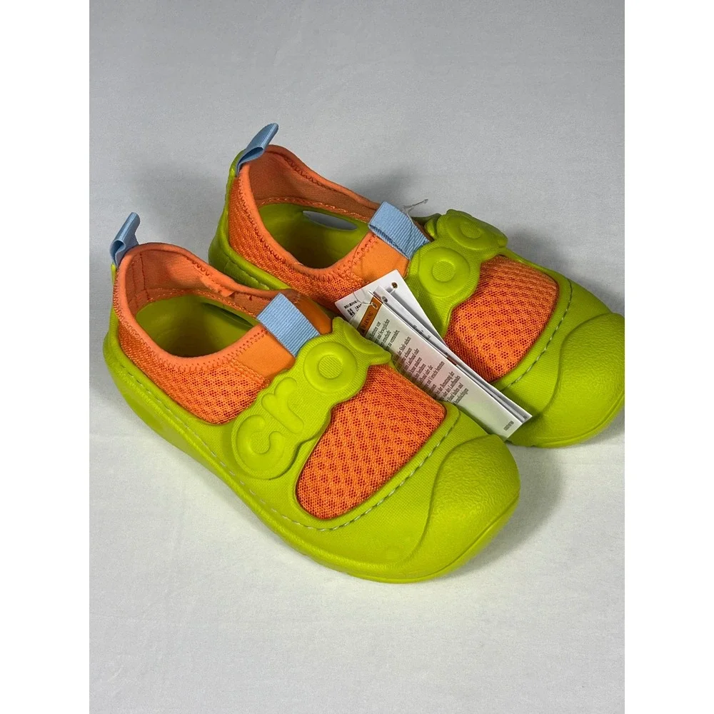 Crocs Swiftwater Splash K Kids Lime Green Orange Water Shoes Sandals J2 NEW